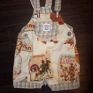 Vintage boutique COZY TOES shors, shortalls, in RODEO theme! Size 6 months